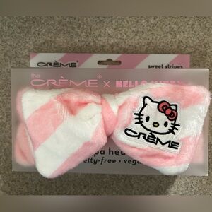 The Creme Shop x Hello Kitty Plush Spa Headband Striped Pink Bow New In Box